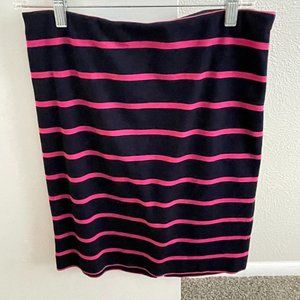 Magenta and navy striped pencil skirt